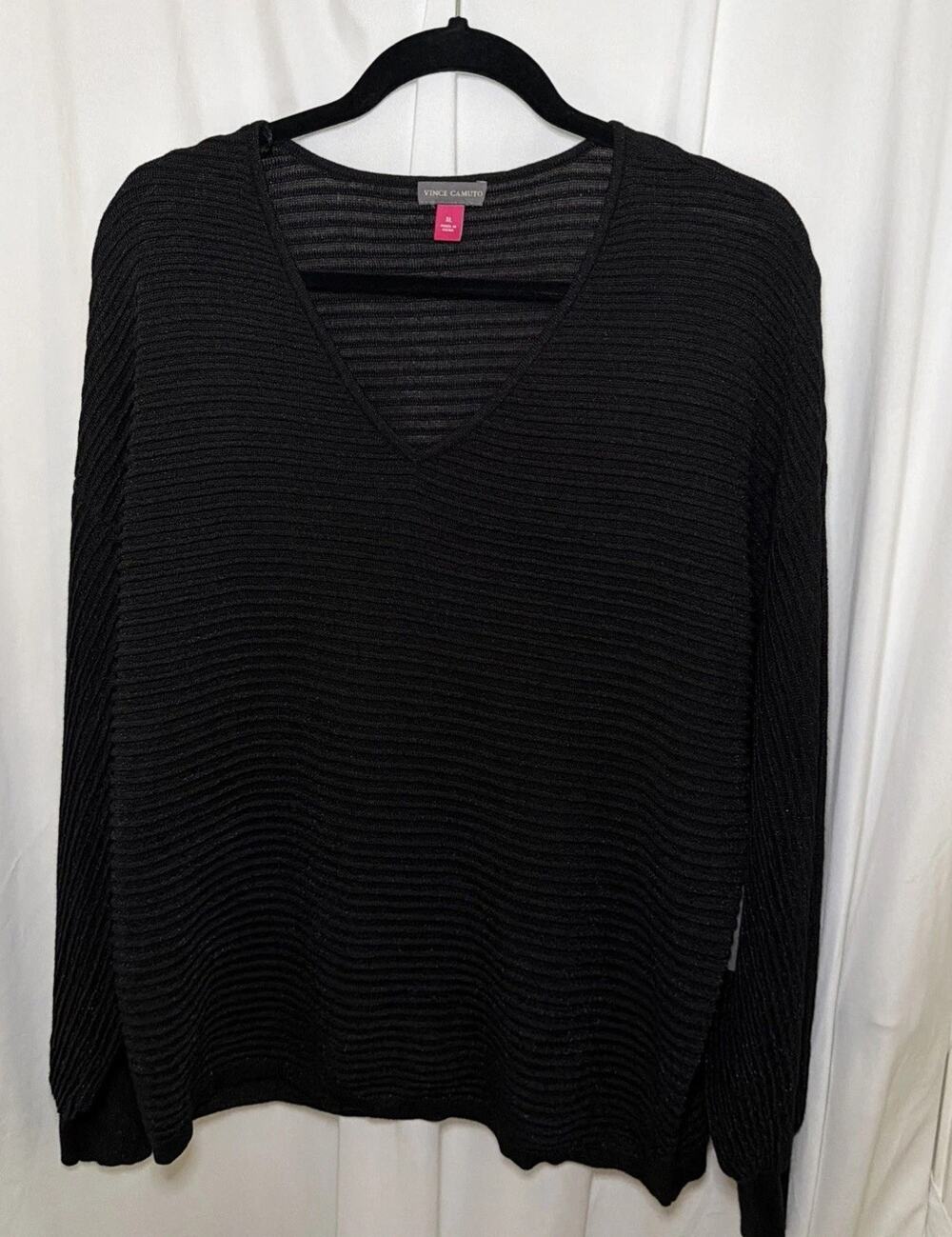 New! Vince Camuto Sweater V-Neck Black Size XL - Perfect For NYE